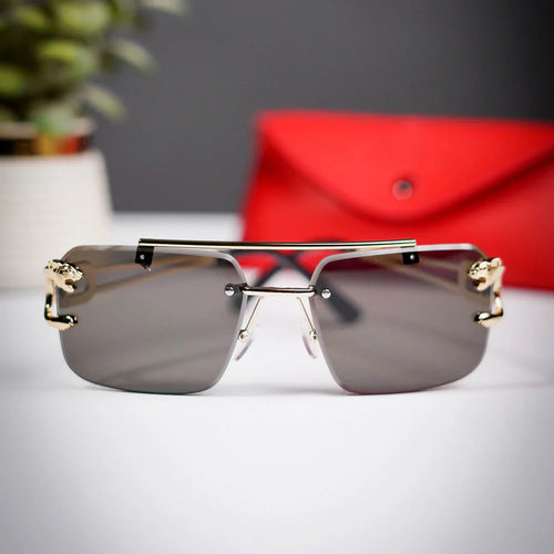 Aura Sovereign Rimless – Premium Gold Metal Luxury Sunglasses (Elite UV400 Edition)