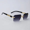 Aura Predator Rimless – Luxury Gold Metal Black Sunglasses (UV400 Premium Edition)