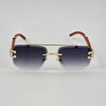 Aura Velocity Rimless – Premium Wood Brown Luxury Sunglasses (UV400 Natural Edition)
